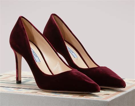 prada velvet pumps burgundy|Prada boots and pumps.